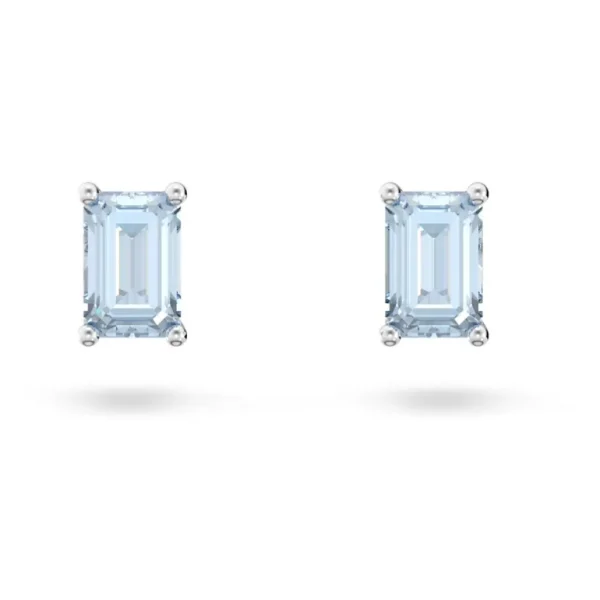 Swarovski Stilla oorbellen Stud Cushion Cut blauw 5639134