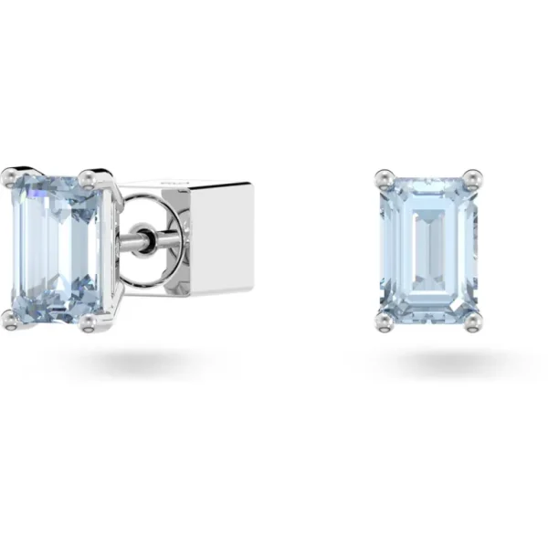 Swarovski Stilla oorbellen Stud Cushion Cut blauw 5639134