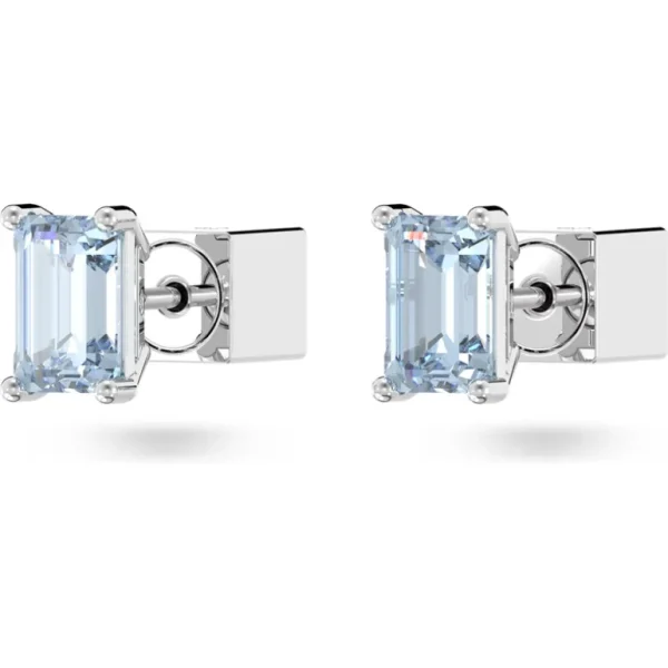 Swarovski Stilla oorbellen Stud Cushion Cut blauw 5639134