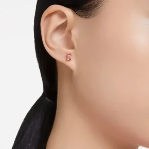 Swarovski Stilla oorbellen Stud Cushion cut roze 5639136
