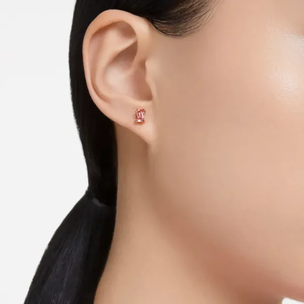 Swarovski Stilla oorbellen Stud Cushion cut roze 5639136