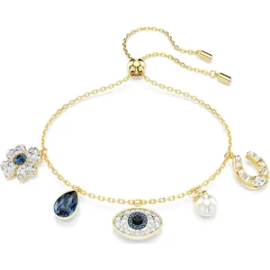 Swarovski Symbolica armband Klaver, boze oog en hoefijzer Goud/Wit 5692162
