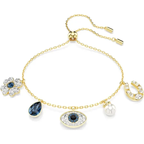 Swarovski Symbolica armband Klaver, boze oog en hoefijzer Goud/Wit 5692162