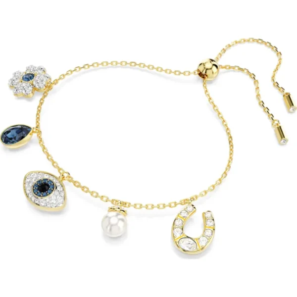 Swarovski Symbolica armband Klaver, boze oog en hoefijzer Goud/Wit 5692162