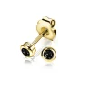 Zinzi Geel vergulde zilveren oorbellen - Ronde knopjes (4 mm CZ Zwart) ZIO1177ZG