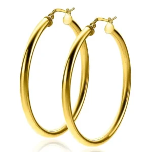 Zinzi Geel vergulde zilveren oorbellen - Ring 46 x 3 mm ZIO2180G
