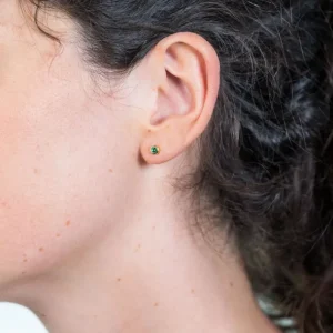 Zinzi Geel vergulde zilveren oorbellen - Rond (KS Groen) ZIO1177GG