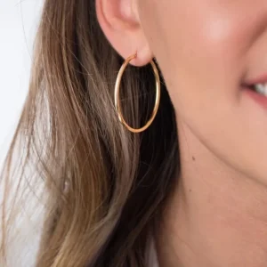Zinzi Geel vergulde zilveren oorbellen - Ring 45 x 2 mm ZIO436G