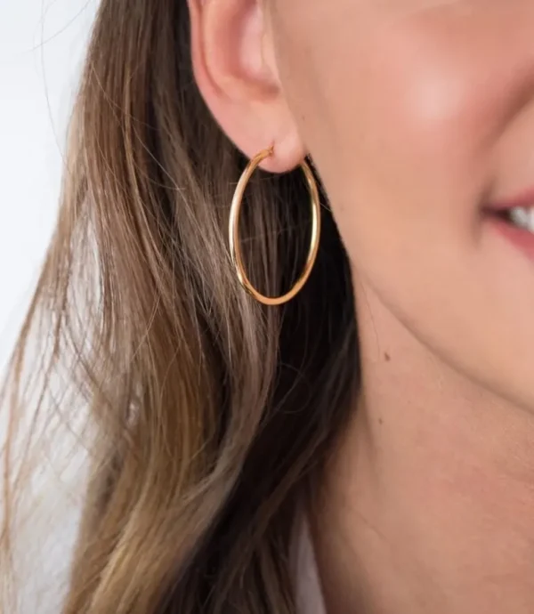 Zinzi Geel vergulde zilveren oorbellen - Ring 45 x 2 mm ZIO436G