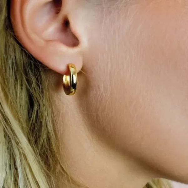 Zinzi Geel vergulde zilveren oorbellen - Ring 15 x 3 mm ZIO191G