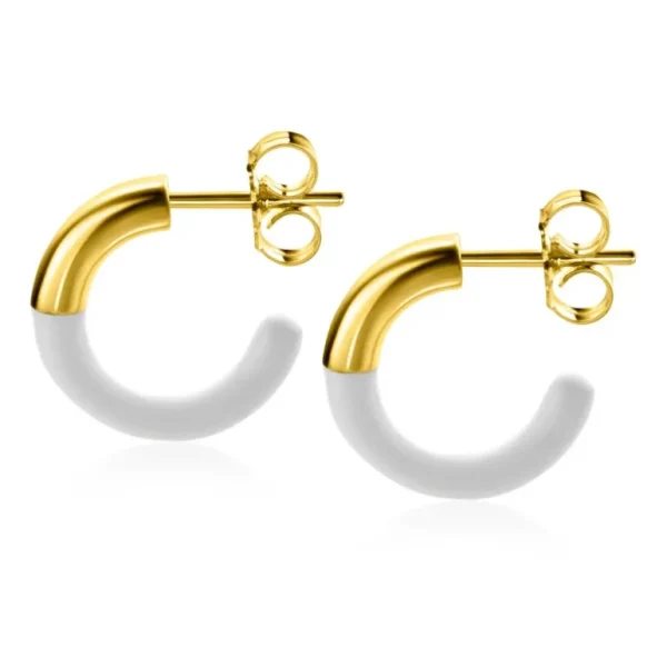 Zinzi Geel vergulde zilveren oorbellen - Trendy gekleurde (16,4 x 2,6 x 3,3 mm Emaille Wit) ZIO2315W