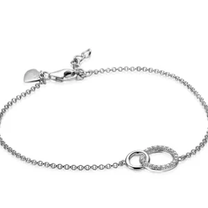 Zinzi Zilveren armband - Verbonden Open Rondjes (CZ Wit) ZIA1782