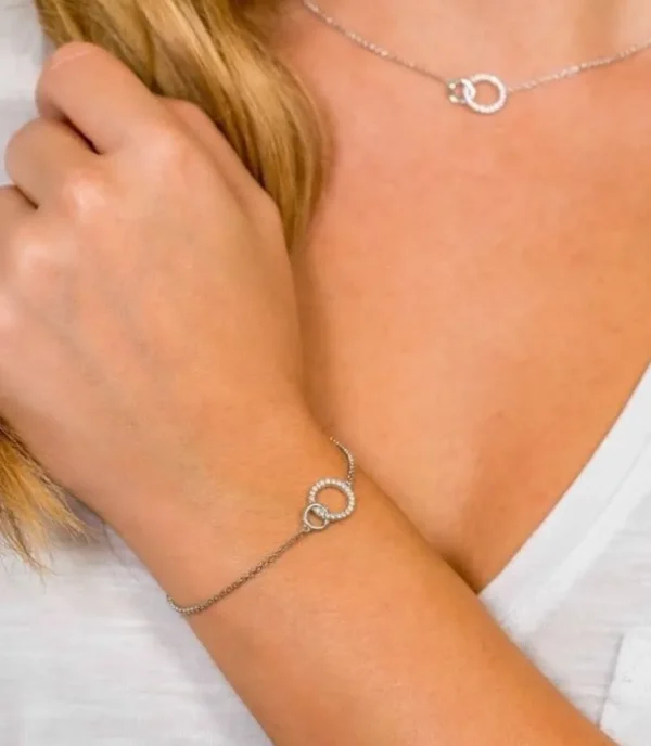 Zinzi Zilveren armband - Verbonden Open Rondjes (CZ Wit) ZIA1782