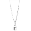 Zinzi Zilveren ketting met hanger - Paperclip schakel met trendy slotje als bedeltje (40 - 45 cm) ZIC2355