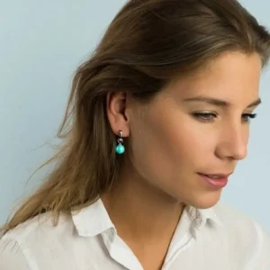 Zinzi Zilveren oorbedels - Parel (Turquoise) ZICH266T