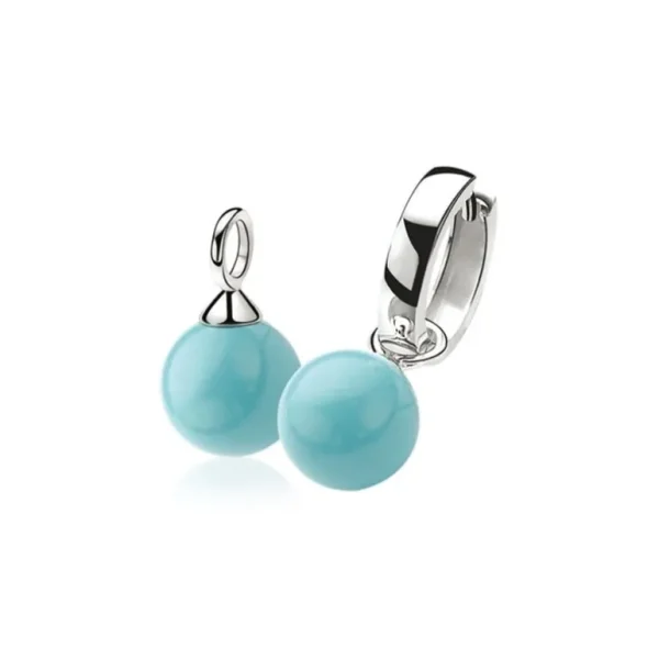 Zinzi Zilveren oorbedels - Parel (Turquoise) ZICH266T