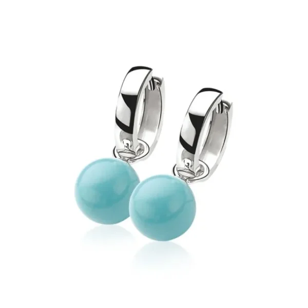 Zinzi Zilveren oorbedels - Parel (Turquoise) ZICH266T