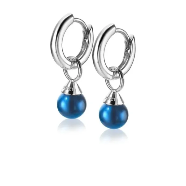 Zinzi Zilveren oorbedels - Parel (Blauw) ZICH1749B