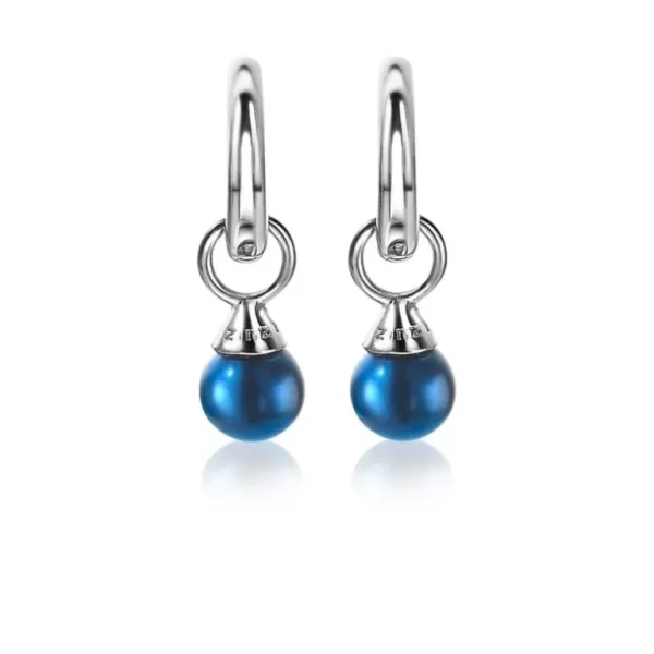 Zinzi Zilveren oorbedels - Parel (Blauw) ZICH1749B