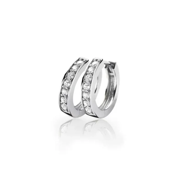 Zinzi Zilveren oorbellen - Ring 15 x 3 mm (CZ Wit) ZIO191Z